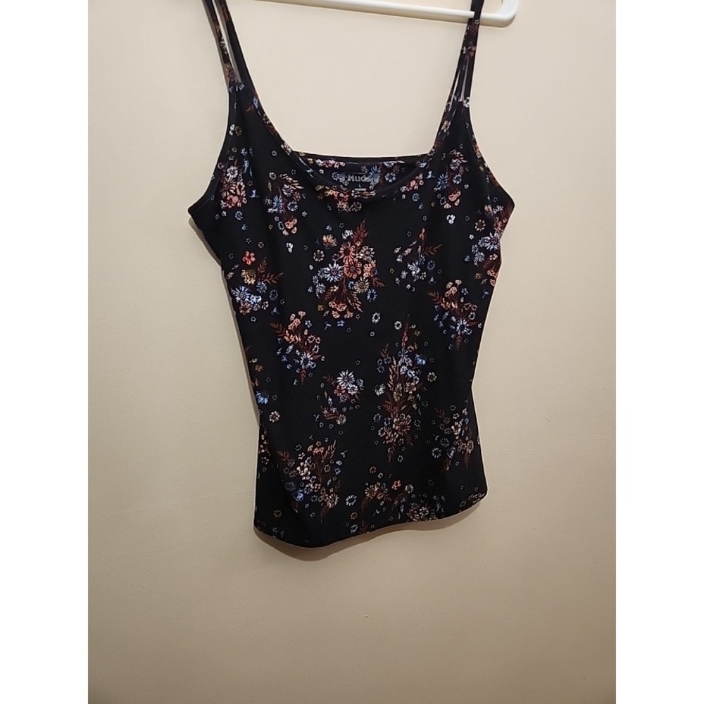 Vintage‎ Mudd Y2K Womens Floral Double Strap Camisole Top Black Large Cami